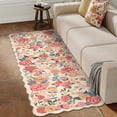 thumbnail image 1 of WIPONKEN 2x6 Floral Area Rugs Machine Washable Non-Slip Botanical Scalloped Rug for Living Room Bedroom, Modern Farmhouse Floor Mat with Vintage Flowers Pattern, Home Decor Indoor Low Pile Beige, 1 of 9