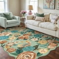 thumbnail image 1 of WIPONKEN 5x7 Floral Area Rugs Machine Washable Non-Slip Botanical Scalloped Rug for Living Room Bedroom, Modern Farmhouse Floor Mat with Vintage Flowers Pattern, Home Decor Indoor Low Pile Green, 1 of 8