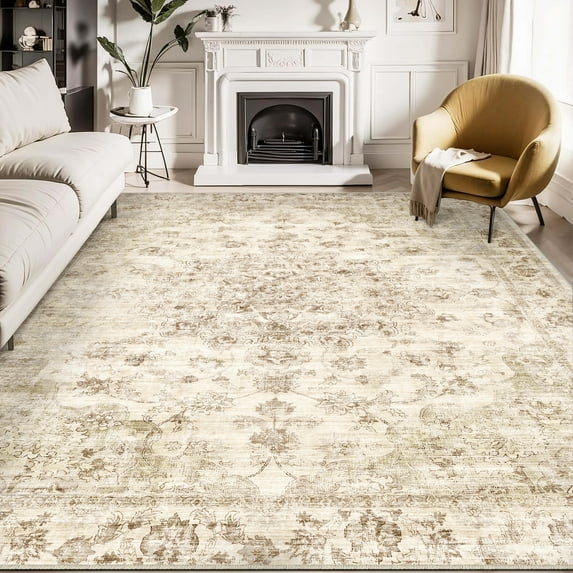 WIPONKEN 10x14 Area Rugs for Living Room Bedroom Dining Room Office Farmhouse, Machine Washable Non Slip Vintange Persia Rug