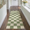 thumbnail image 1 of WIPONKEN 2'x6' Runner Rugs for Hallway Bathroom Bedroom Entryway Kitchen Non Slip Washable Green Checkered Geometric Modern Contemporary Runner Rugs, 1 of 6