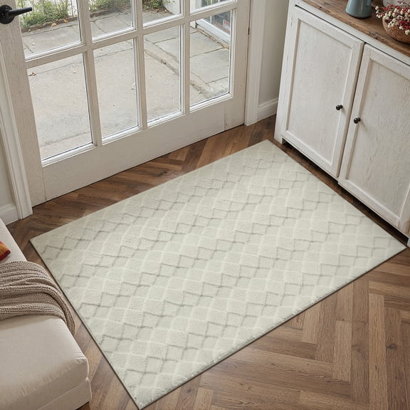 WIPONKEN 2x3 Area Rugs Jacquard Soft Cotton Plush for Living Room Bedroom Dining Room Office Farmhouse, Machine Washable Non Slip Modern Rug