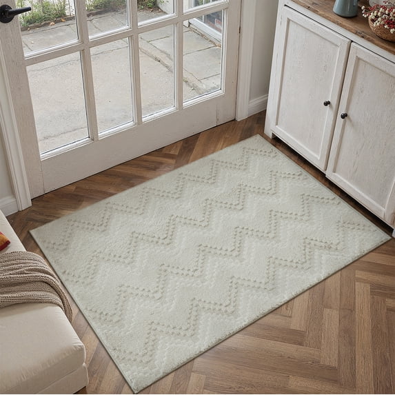 WIPONKEN 2x3 Area Rugs Jacquard Soft Cotton Plush for Living Room Bedroom Dining Room Office Farmhouse, Machine Washable Non Slip Modern Rug