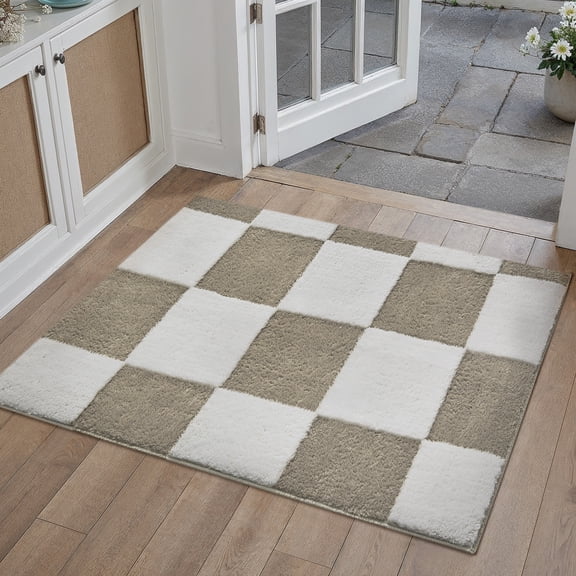 WIPONKEN 2x3 Area Rugs Jacquard Soft Cotton Plush for Living Room Bedroom Dining Room Office Farmhouse, Machine Washable Non Slip Modern Rug