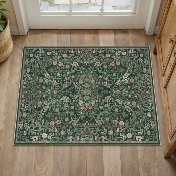 WIPONKEN 2x3 Area Rugs Morris Carpet for Living Room Bedroom Dining Room Office Farmhouse, Machine Washable Non Slip Vintage Persia Rug Black