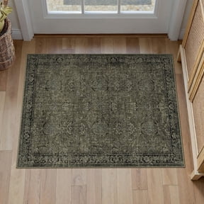 WIPONKEN 2x3 Small Area Rugs for Entryway Orienta Traditionall Living Room Bedroom Dining Room Office Farmhouse Machine Washable Non Slip Distressed Vintage Persia Rug On Clearance, Green