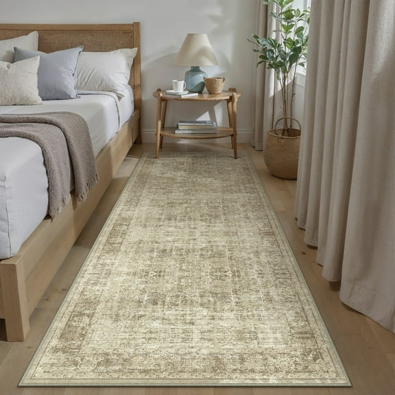 WIPONKEN 2x6 Runner Rugs for Living Room Bedroom Dining Room Office Farmhouse, Machine Washable Non Slip Vintange Persia Rug