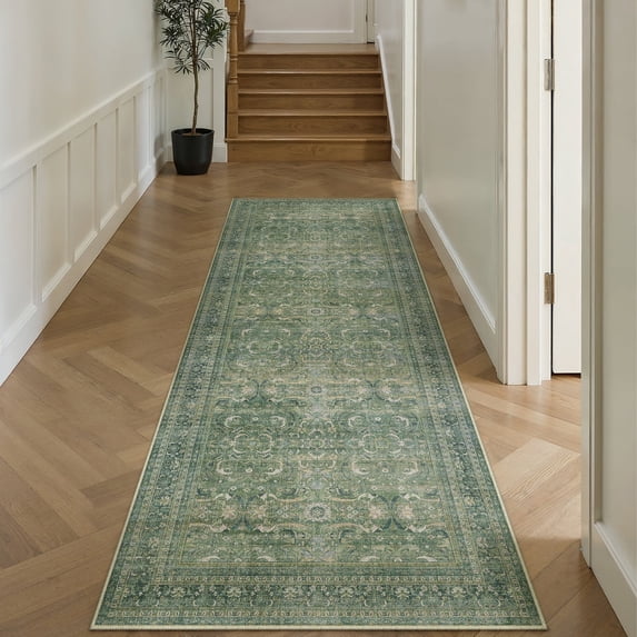 WIPONKEN 2x6 Runner Rugs for Living Room Bedroom Dining Room Office Farmhouse, Machine Washable Non Slip Vintage Persia Rug