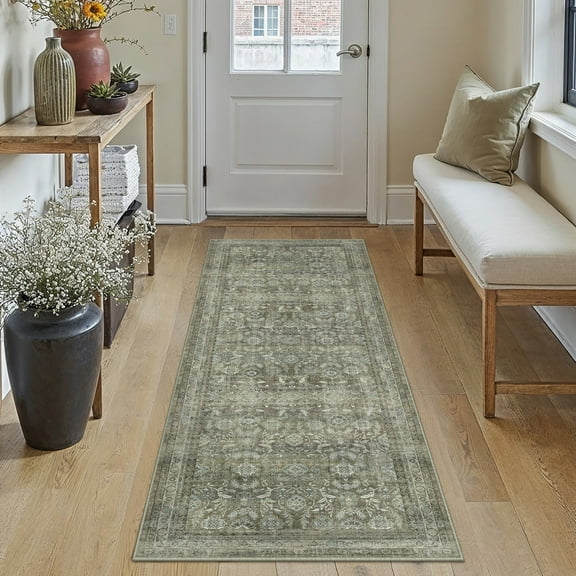 WIPONKEN 2x6 Runner Rugs for Living Room Bedroom Dining Room Office Farmhouse, Machine Washable Non Slip Vintage Persia Rug