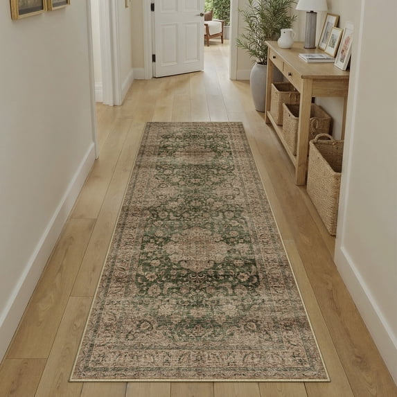 WIPONKEN 2x6 Runner Rugs for Living Room Bedroom Dining Room Office Farmhouse, Machine Washable Non Slip Vintage Persia Rug