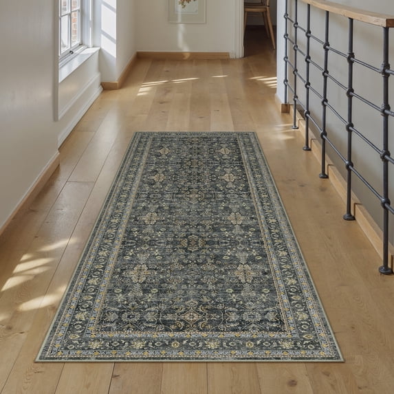 WIPONKEN 2x6 Runner Rugs for Living Room Bedroom Dining Room Office Farmhouse, Machine Washable Non Slip Vintage Persia Rug