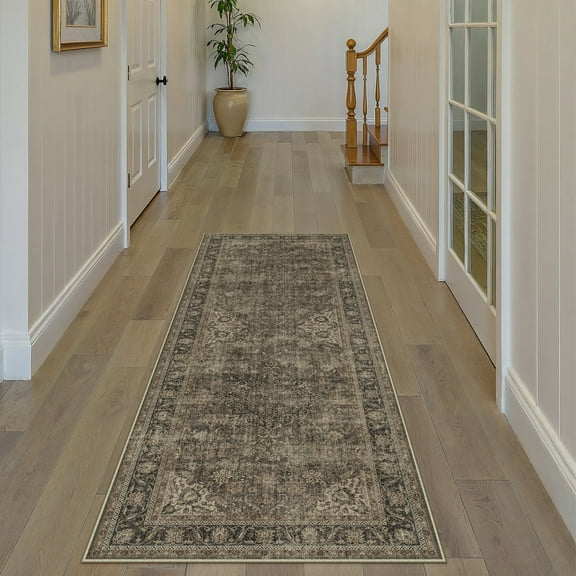 WIPONKEN 2x6 Runner Rugs for Living Room Bedroom Dining Room Office Farmhouse, Machine Washable Non Slip Vintage Persia Rug