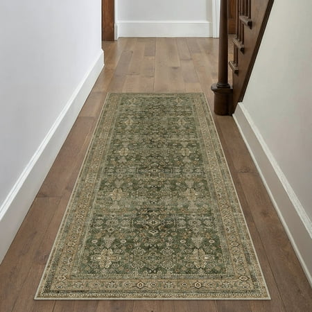 WIPONKEN 2x6 Runner Rugs for Living Room Bedroom Dining Room Office Farmhouse, Machine Washable Non Slip Vintage Persia Rug