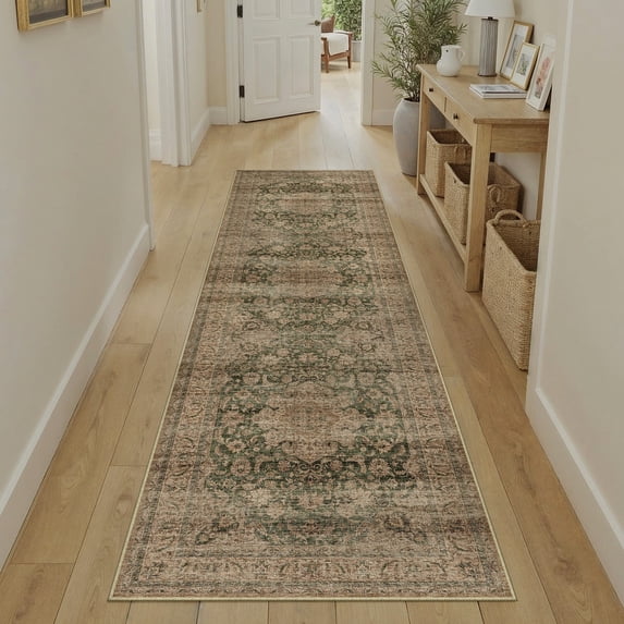 WIPONKEN 2x8 Runner Rugs for Living Room Bedroom Dining Room Office Farmhouse, Machine Washable Non Slip Vintage Persia Rug