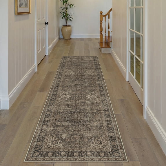 WIPONKEN 2x8 Runner Rugs for Living Room Bedroom Dining Room Office Farmhouse, Machine Washable Non Slip Vintage Persia Rug