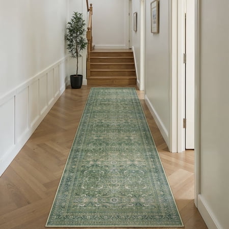 WIPONKEN 2x8 Runner Rugs for Living Room Bedroom Dining Room Office Farmhouse, Machine Washable Non Slip Vintage Persia Rug