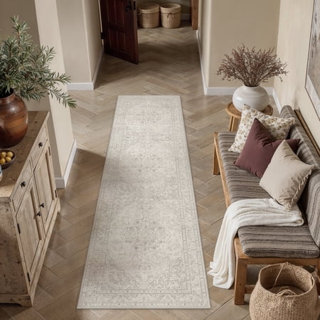 WIPONKEN 2x8 Runner Rugs for Living Room Bedroom Dining Room Office Farmhouse, Machine Washable Non Slip Vintange Persia Rug
