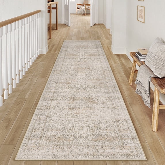 WIPONKEN 2x8 Runner Rugs for Living Room Bedroom Dining Room Office Farmhouse, Machine Washable Non Slip Vintage Persia Rug