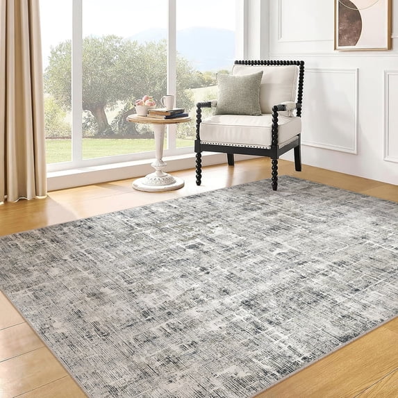 WIPONKEN 3x5 Area Rug for Living Room and Bedroom, Washable Modern Abstract Low-Pile Mat with Non-Slip Backing