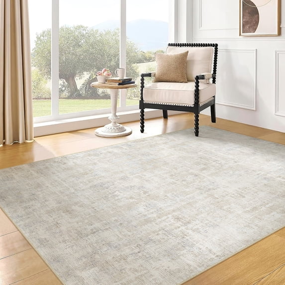 WIPONKEN 3x5 Area Rug for Living Room and Bedroom, Washable Modern Abstract Low-Pile Mat with Non-Slip Backing