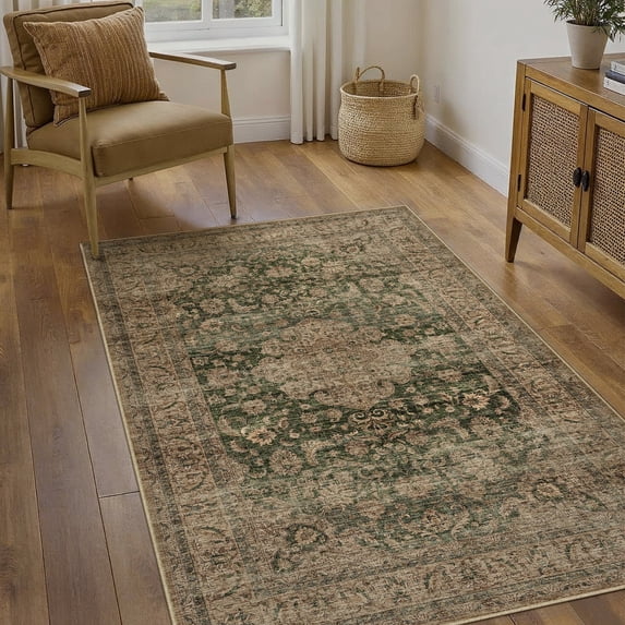 WIPONKEN 3x5 Area Rugs for Living Room Bedroom Dining Room Office Farmhouse, Machine Washable Non Slip Vintage Persia Rug
