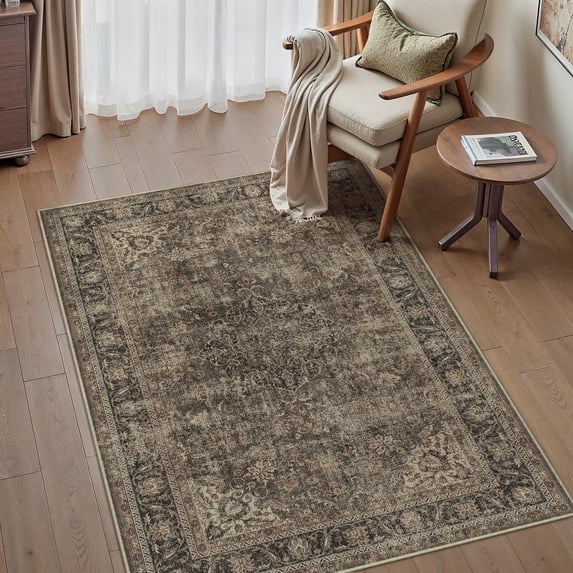 WIPONKEN 3x5 Area Rugs for Living Room Bedroom Dining Room Office Farmhouse, Machine Washable Non Slip Vintage Persia Rug