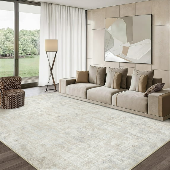 WIPONKEN 5x7 Area Rug for Living Room and Bedroom, Washable Modern Abstract Low-Pile Mat with Non-Slip Backing