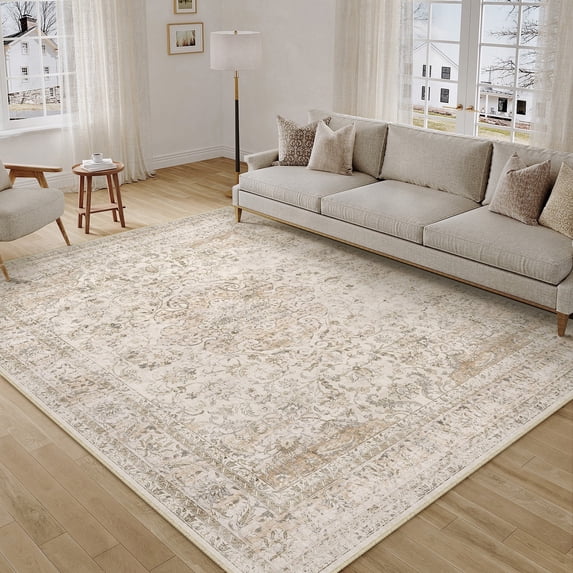 WIPONKEN 5x7 Area Rugs for Living Room Bedroom Dining Room Office Farmhouse, Machine Washable Non Slip Vintage Persia Rug