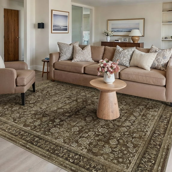 WIPONKEN 5x7 Area Rugs for Living Room Bedroom Dining Room Office Farmhouse, Machine Washable Non Slip Vintage Persia Rug