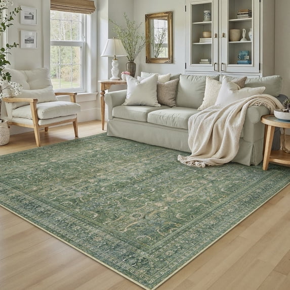 WIPONKEN 5x7 Area Rugs for Living Room Bedroom Dining Room Office Farmhouse, Machine Washable Non Slip Vintage Persia Rug