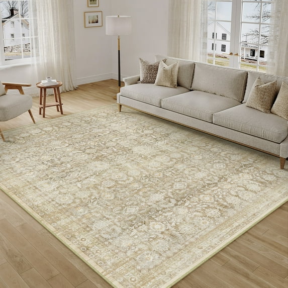 WIPONKEN 6x9 Area Rugs for Living Room Bedroom Dining Room Office Farmhouse, Machine Washable Non Slip Vintage Persia Rug