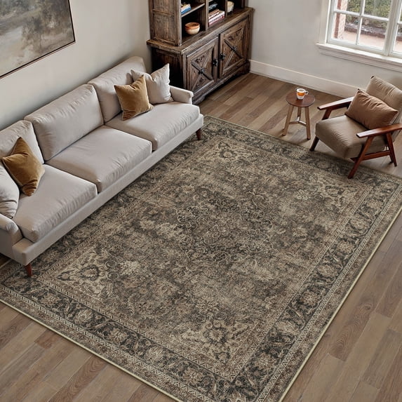 WIPONKEN 6x9 Area Rugs for Living Room Bedroom Dining Room Office Farmhouse, Machine Washable Non Slip Vintage Persia Rug