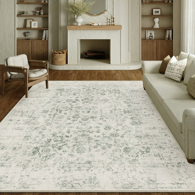 WIPONKEN 6x9 Area Rugs for Living Room Bedroom Dining Room Office Farmhouse, Machine Washable Non Slip Vintange Persia Rug