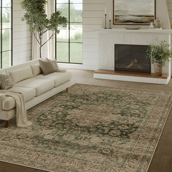 WIPONKEN 6x9 Area Rugs for Living Room Bedroom Dining Room Office Farmhouse, Machine Washable Non Slip Vintage Persia Rug