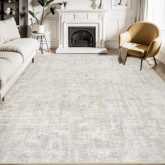 WIPONKEN 8x10 Area Rug for Living Room and Bedroom, Washable Modern Abstract Low-Pile Mat with Non-Slip Backing