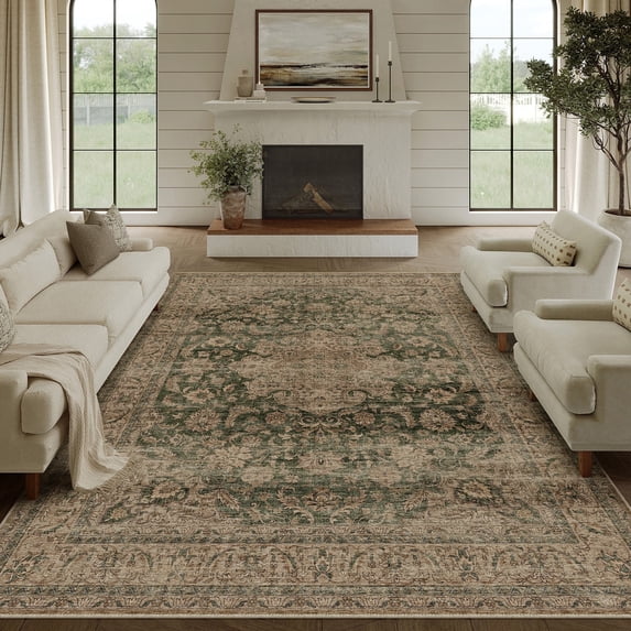 WIPONKEN 8x10 Area Rugs for Living Room Bedroom Dining Room Office Farmhouse, Machine Washable Non Slip Vintage Persia Rug