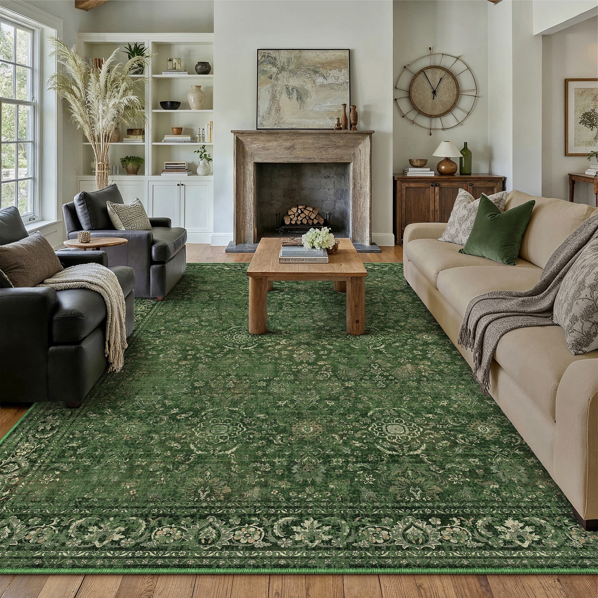 WIPONKEN 8x10 Area Rugs for Living Room Bedroom Dining Room Office Farmhouse, Machine Washable Non Slip Vintange Persia Rug