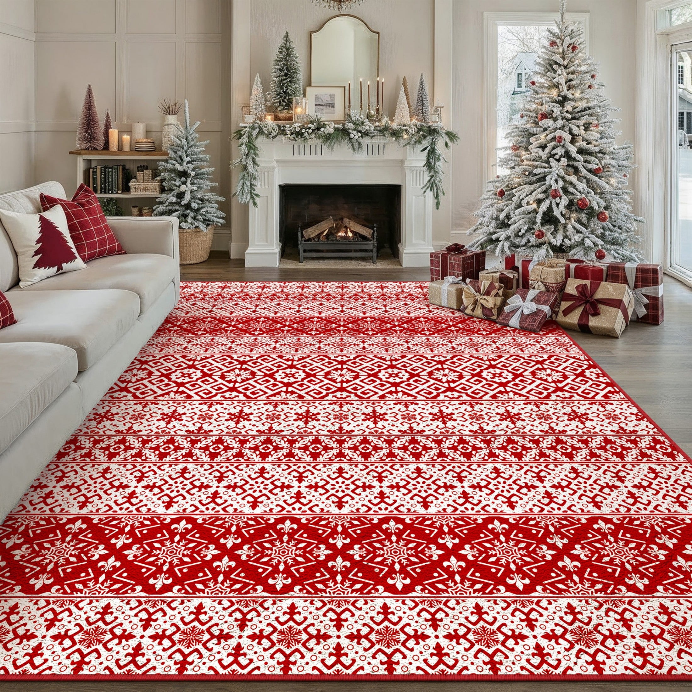 WIPONKEN Bohemian 6x9 Christmas Rug，Soft Indoor Floor Carpet, Non-Slip ...