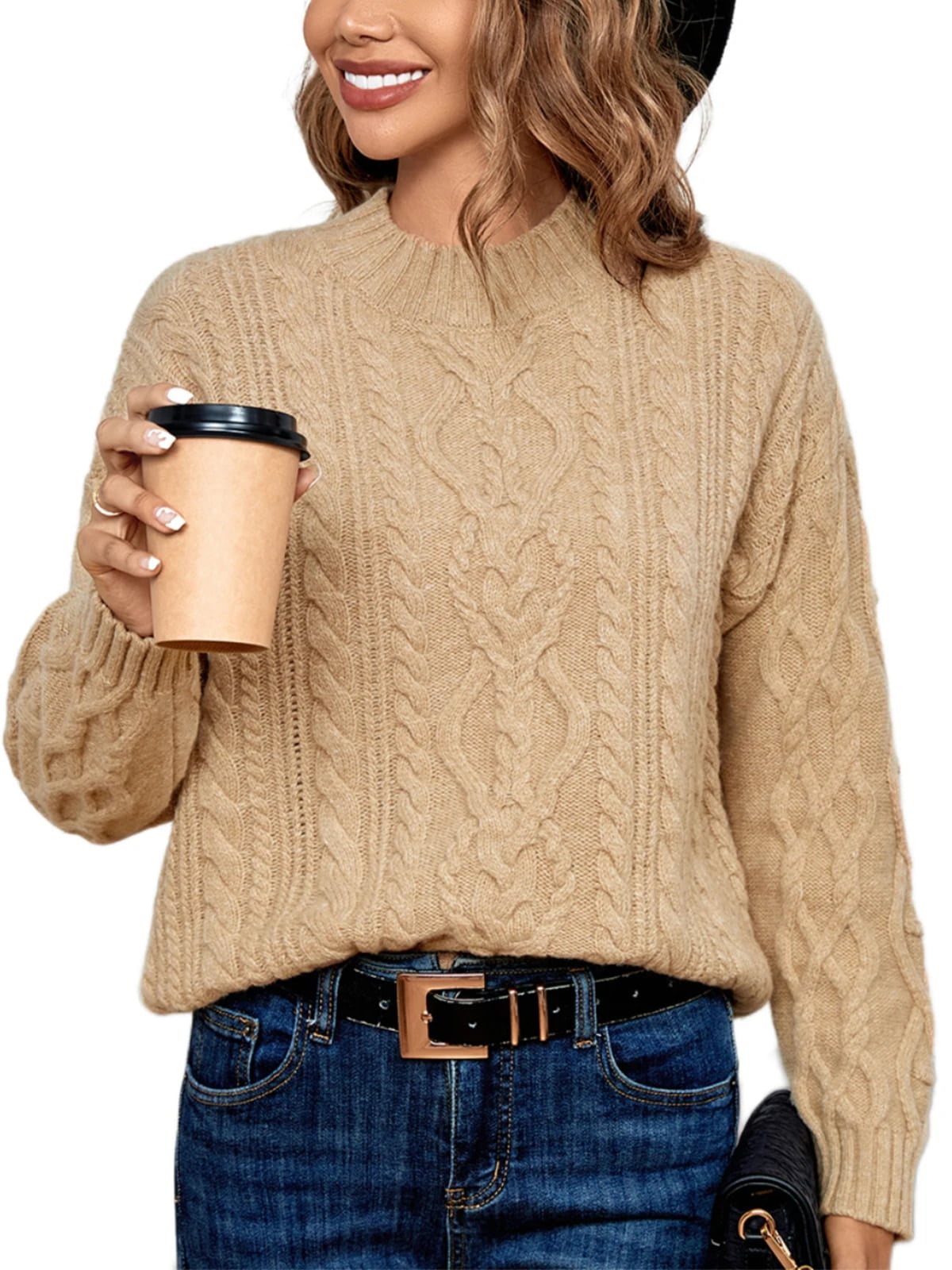 Khaki Knitted Crew Neck Sweater