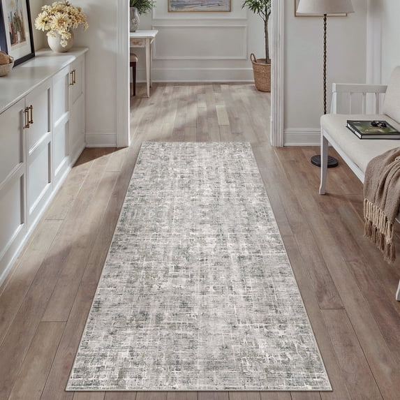 WIPONKEN Runner Rug 2x6 Non-Slip Rubber Backing, Modern Abstract Soft Low-Pile Design for Hallways and Kitchens