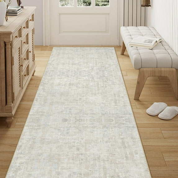 WIPONKEN Runner Rug 2x6 Non-Slip Rubber Backing, Modern Abstract Soft Low-Pile Design for Hallways and Kitchens