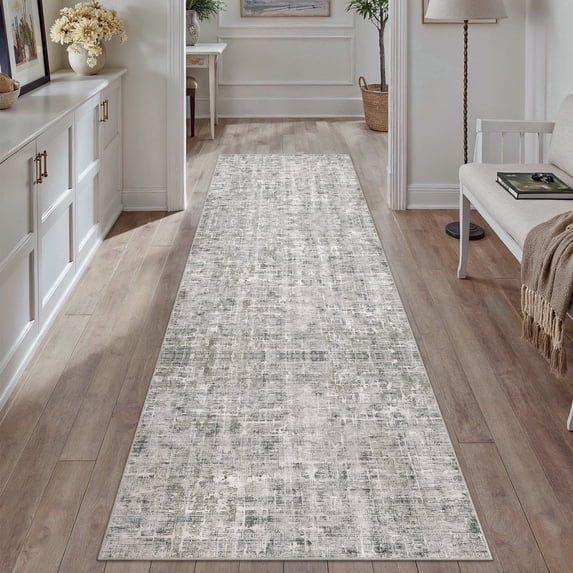 WIPONKEN Runner Rug 2x8 Non-Slip Rubber Backing, Modern Abstract Soft Low-Pile Design for Hallways and Kitchens