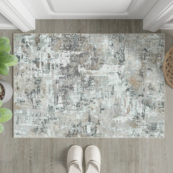 WIPONKEN Washable Area Rug 2x3 Non-Slip Rubber Backing, Modern Small Entryway Mat for Entrance, Hallway, Kitchen, and Bathroom