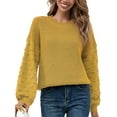 thumbnail image 1 of WIPONKEN Yellow Oversized Sweaters Cute Sweaters for Women Holiday Sweaters Puff Sleeve Pullover Sweaters Womens Crew Neck Sweaters, 1 of 9