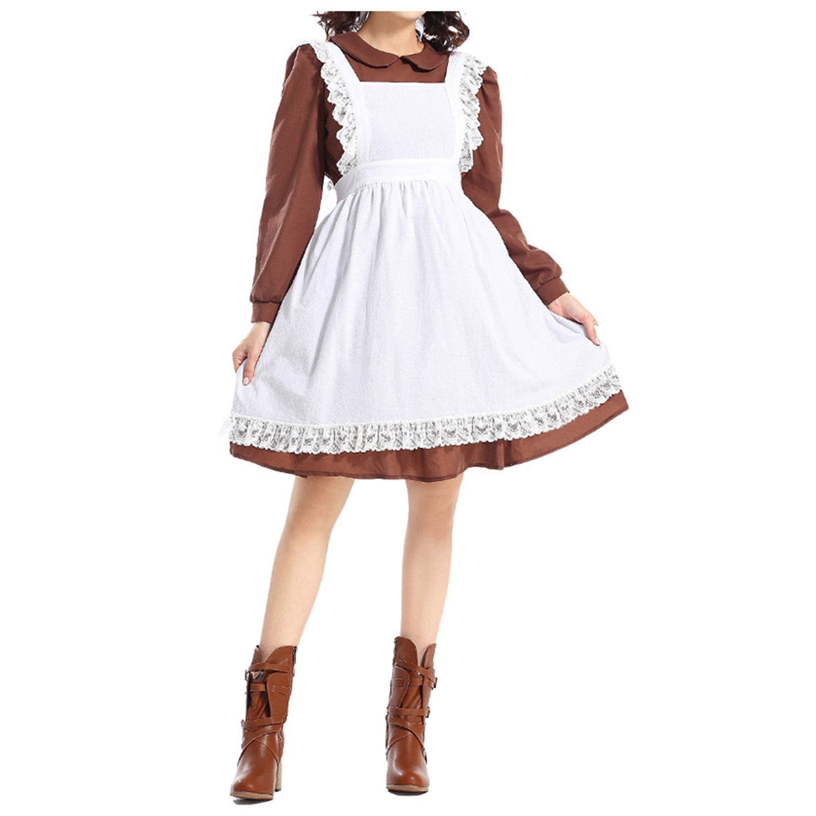 WIQUOKETT Halloween Costumes Woman 2024 French Manor Brown Retro Doll