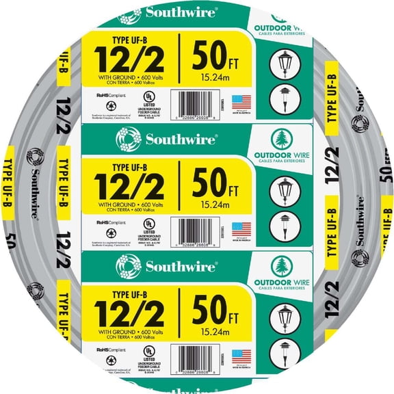 Southwire 50 Ft. 12 AWG 2-Conductor UFW/G Electrical Wire 13055922
