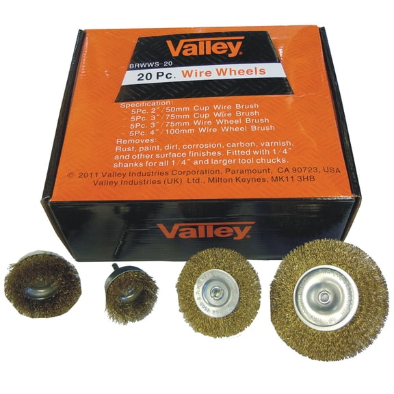 WIRE WHEEL 20PC ASSORTMENT, BRASS (DISPLAY) 10&