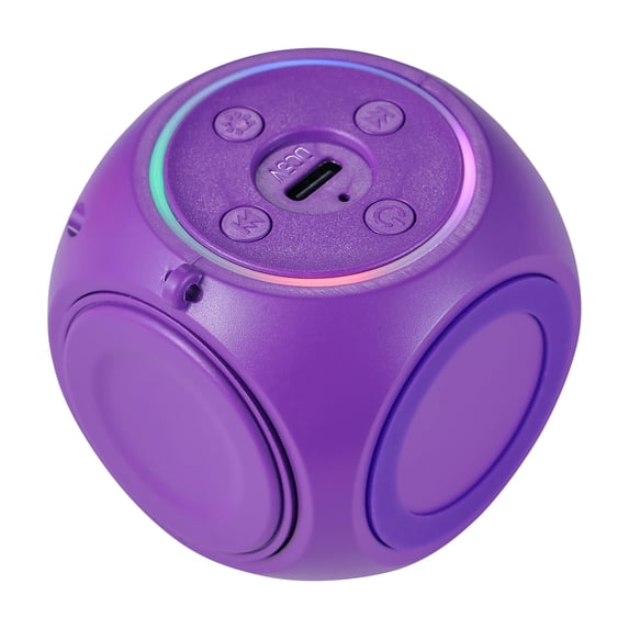 Incipio SpinBeats Wireless Bluetooth Speaker Portable Mini Speaker with RGB Lights, Spinning Top Design, Compact Pocket Size, Loud Clear Sound for Phone, Tablet, Laptop, Travel LED Speaker-Purple