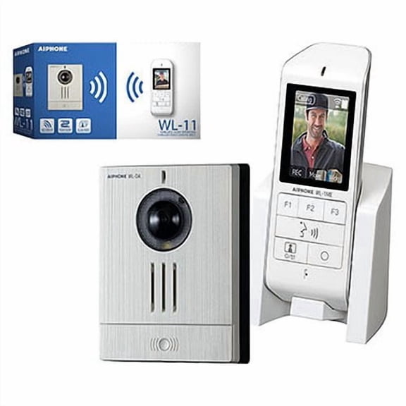 Aiphone WL-11 Wireless Video Intercom Set, 4-Piece, Includes WL-DA (Door Station), WL-1ME (Master Station), WLW-C.E (Charging Dock) and BLJ06W050040P2-U (AC Adapter)