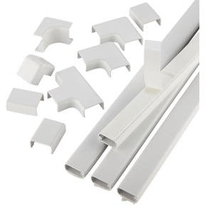 Wiremold Cordmate II Kit C213 - Durable, Paintable Finish - 4 Pieces, 0.5", White Indoor & Outdoor Use, NEC-Compliant