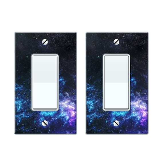 WIRESTER 1-Gang Decorator Light Switch Plate/Wall Plate Cover, 2pcs Galaxy Star Space